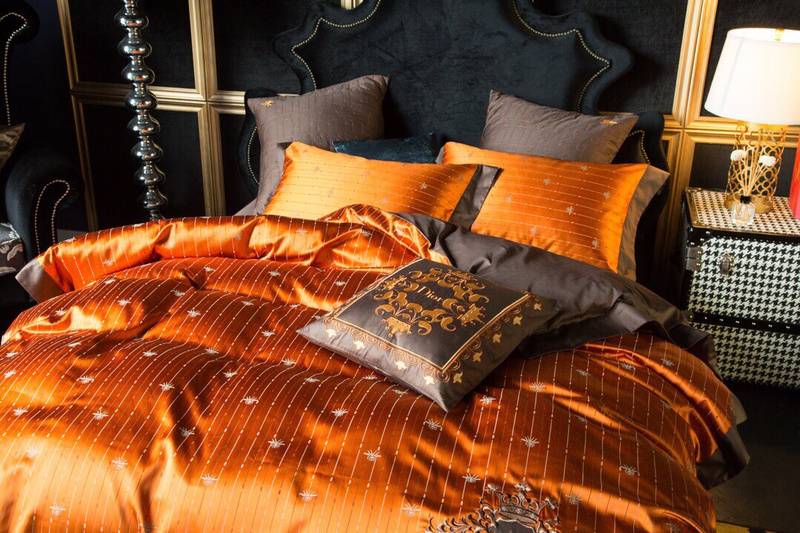 Luxurious Silky Orange Bedding Set - Royal Comfort