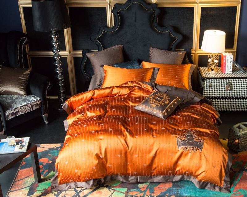 Luxurious Silky Orange Bedding Set - Royal Comfort