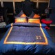 Elegant Bedding with H Pattern - Blue and Orange