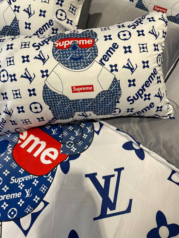 Supreme x LV Inspired Bedding Set - Streetwear Meets Luxury