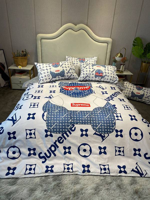 Supreme x LV Inspired Bedding Set - Streetwear Meets Luxury