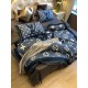 Luxury LV-Inspired Bedding Set - Navy Blue Elegance