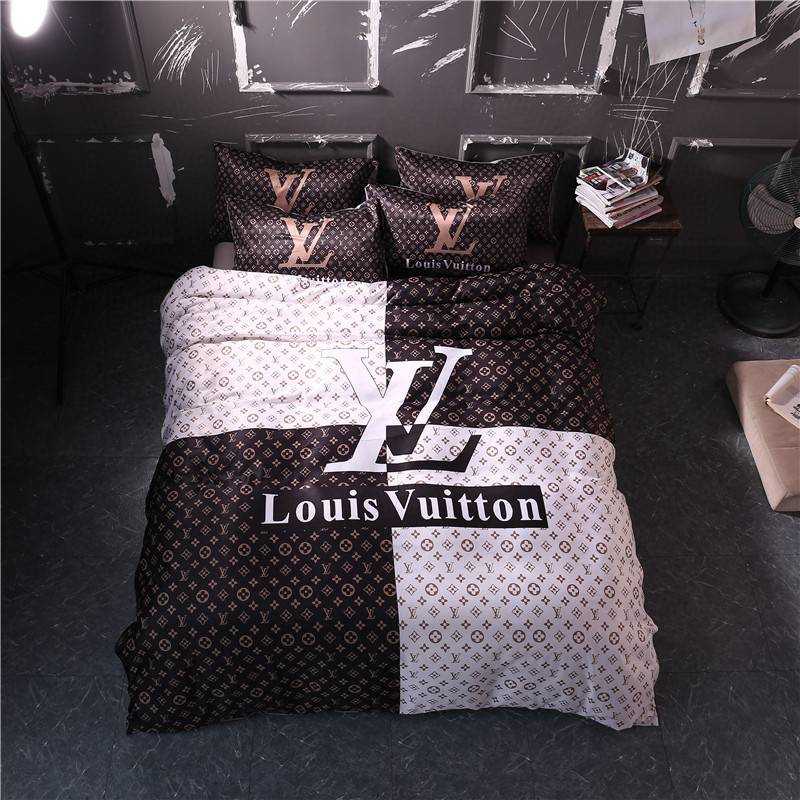 Luxury LV-Inspired Bedding Set - Black & White Elegance #LVBedding  