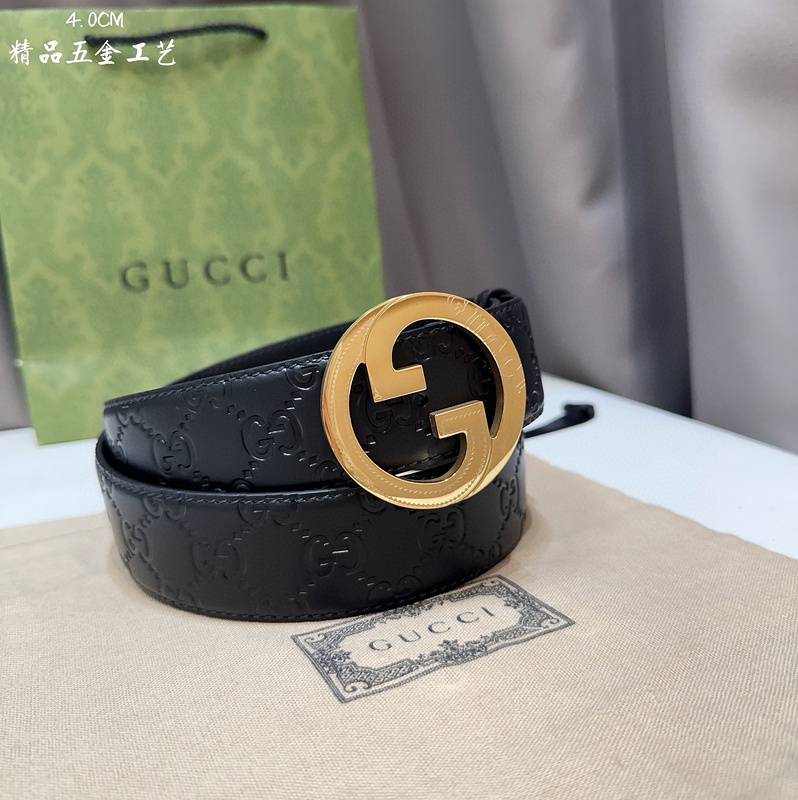 Gucci Black Leather Belt - Silver GG Buckle