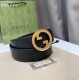 Gucci Black Leather Belt - Silver GG Buckle