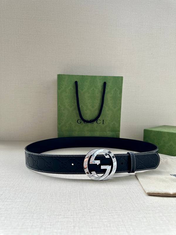 Gucci Black Leather Belt - Silver Buckle Luxury Accessory