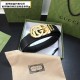 Gucci Black Leather Belt with Gold GG Buckle - Authentic Luxury Fashion