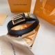 Louis Vuitton Black Leather Belt with Gold Buckle - Luxury Fashion Statement