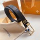 Louis Vuitton Black Leather Belt with Gold Buckle - Luxury Fashion Statement