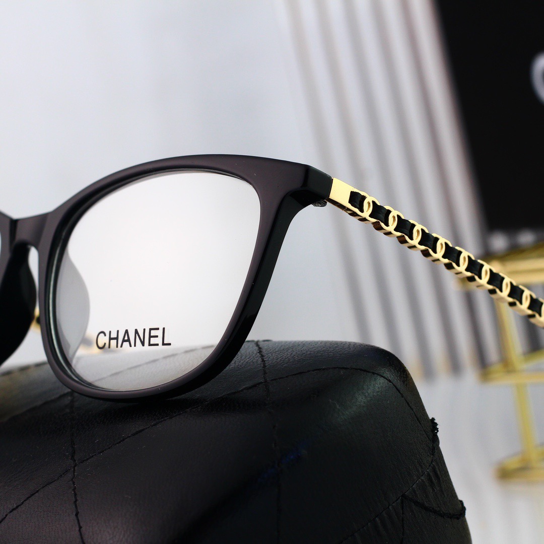 Chanel Designer Sunglasses - Black with Gold Chain, UV Protection, High Fashion Accessory