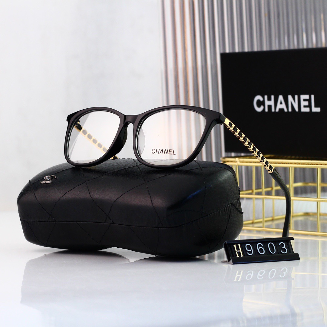 Chanel Designer Sunglasses - Black with Gold Chain, UV Protection, High Fashion Accessory