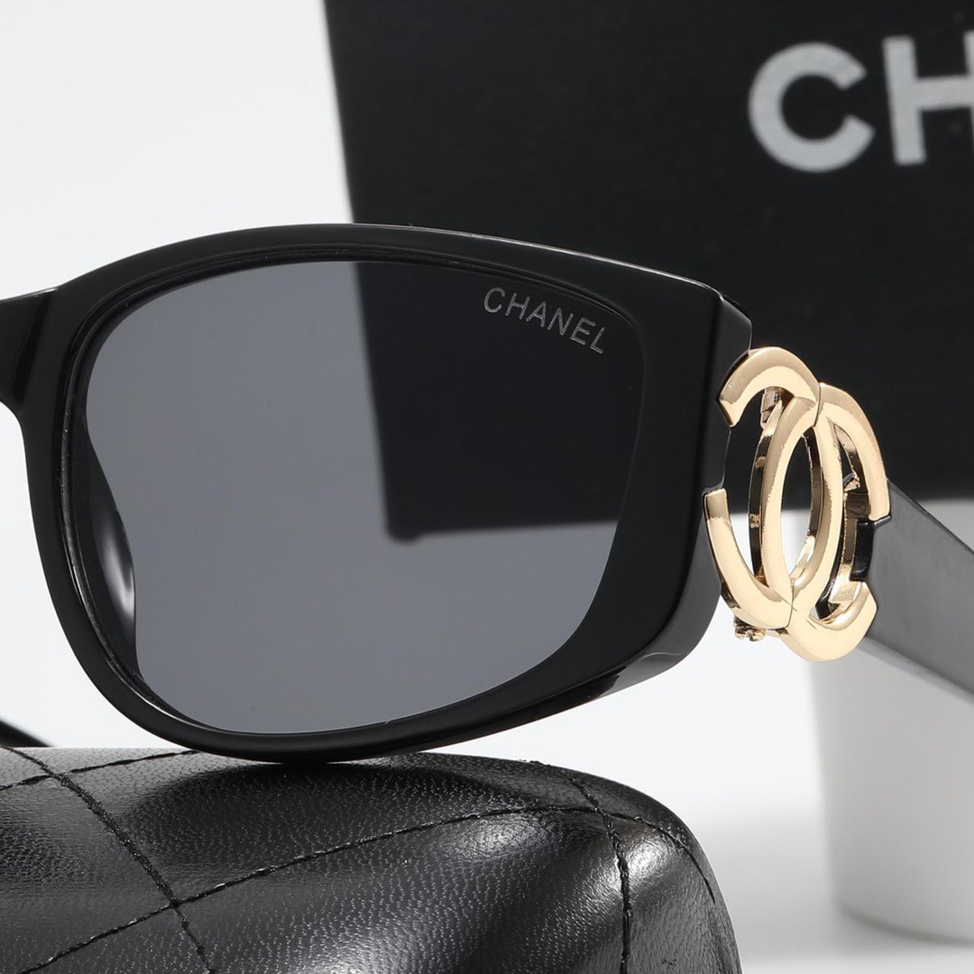 Chanel Black Sunglasses - Classic Style, Gold Logo, UV Protection, Luxury Fashion