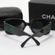 Chanel Black Sunglasses with Green Accents - Luxury Fashion, UV Protection, Trendy Style