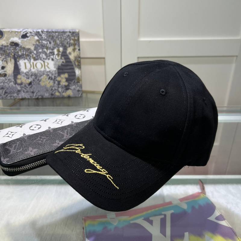 Balenciaga Black Signature Baseball Cap, High-End Fashion, Street Style