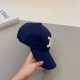 Celine Navy Blue Baseball Cap with Gold Logo, High-End Fashion