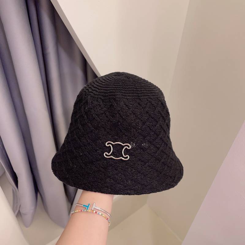 Celine Black Knit Hat with Fashion Logo, High-End Winter Accessory