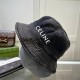 Celine Dark Gray Bucket Hat with Brand Logo, High-End Fashion