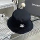 Chanel Black Beret Hat with Classic Double C Logo, High-End Fashion