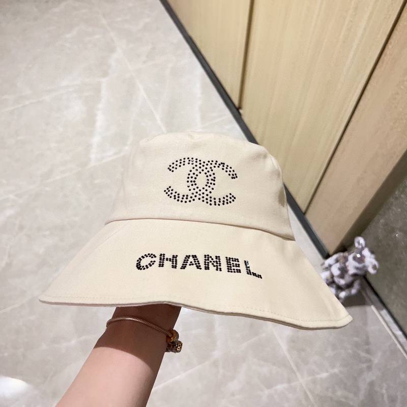 Chanel Beige Bucket Hat with Double C Logo, High-End Fashion