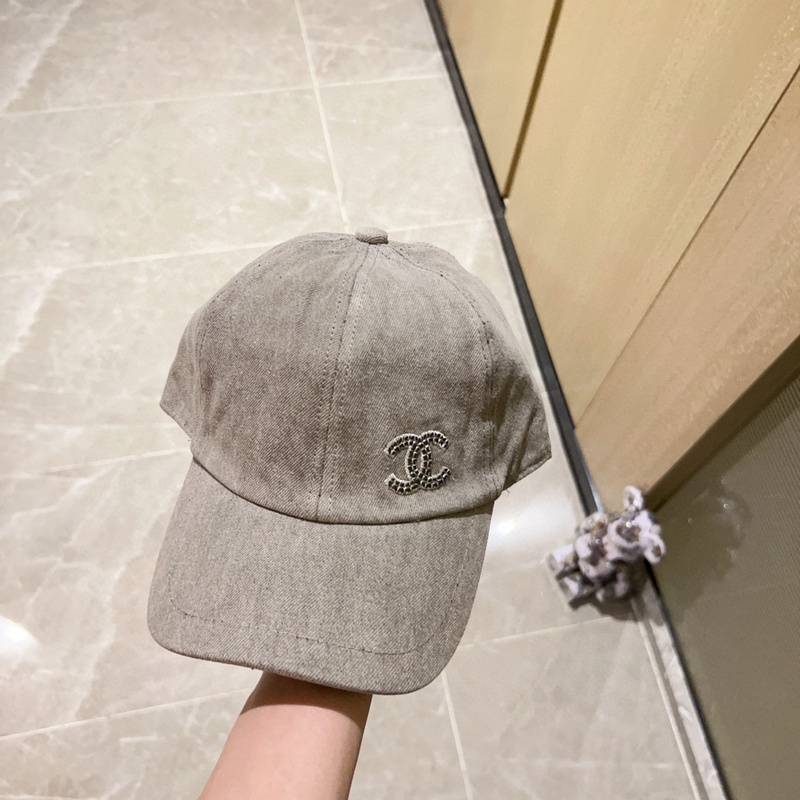 Chanel Gray Baseball Cap with Classic Double C Logo, High-End Fashion