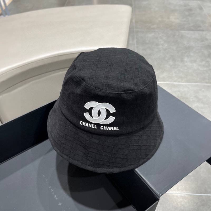 Chanel Black Bucket Hat with Classic Double C Logo, High-End Fashion