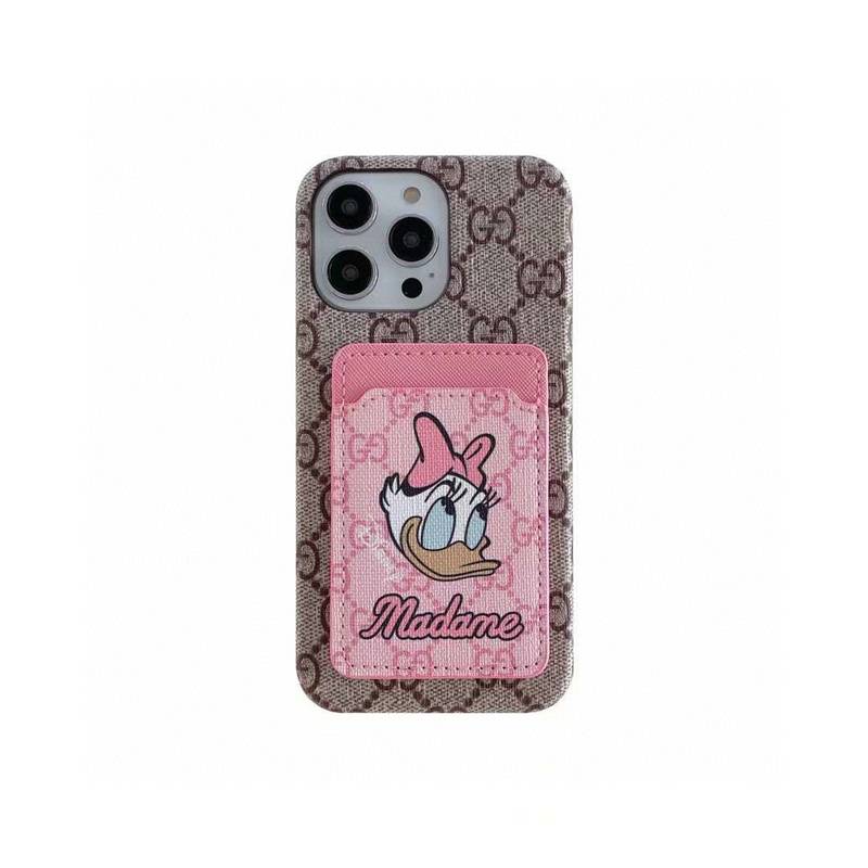 Luxury Gucci-Style Phone Case - Pink & Brown with Card Slot #LuxuryCase