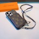 Luxury LV-Style Phone Case - Brown with Detachable Shoulder Strap #LuxuryLVCase