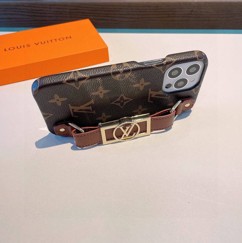 LV-Inspired Brown & Tan Phone Case - Monogram with Buckle Strap #LVBuckleCase