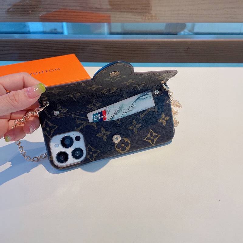 LV-Inspired Black & Gold Phone Case - Crossbody with Chain #LVCrossbodyCase