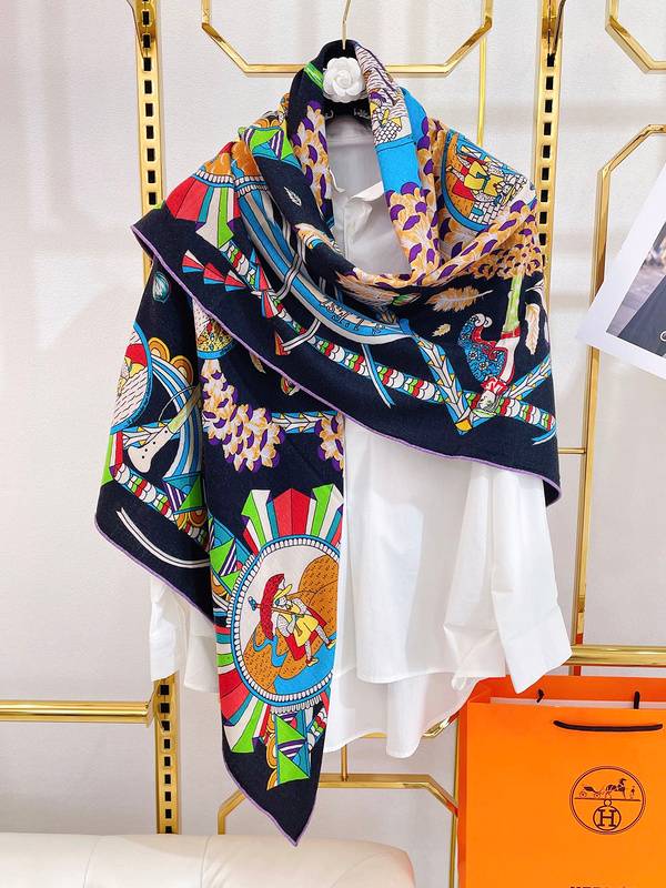 Vibrant Multicolor Scarf with Exotic Patterns - A Fashion Statement-Hermès