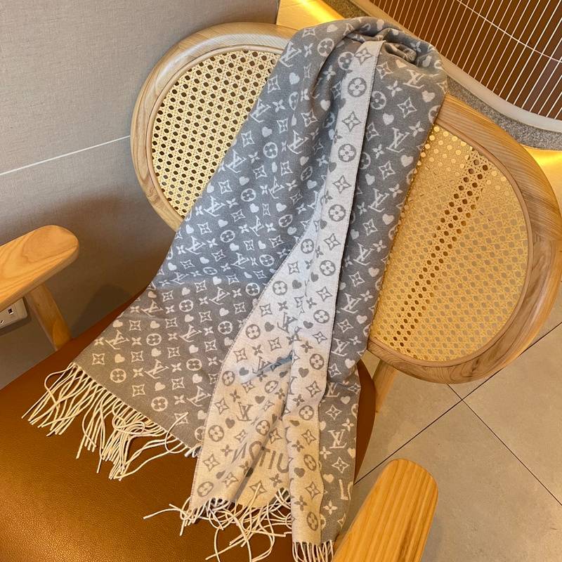 LV-Inspired Light Grey Scarf - Luxurious Winter Accessory #LuxuryScarf