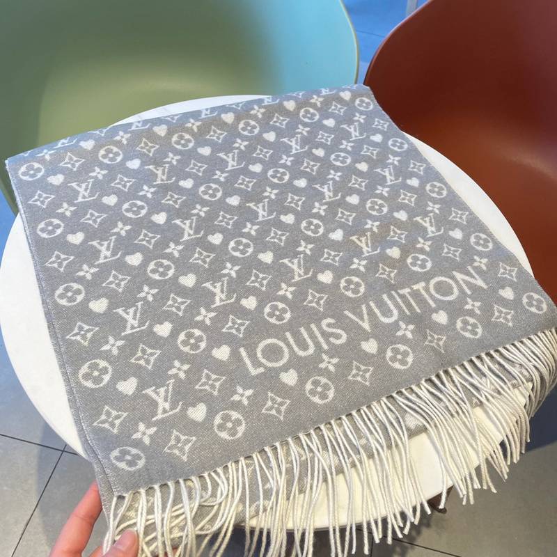 LV-Inspired Light Grey Scarf - Luxurious Winter Accessory #LuxuryScarf