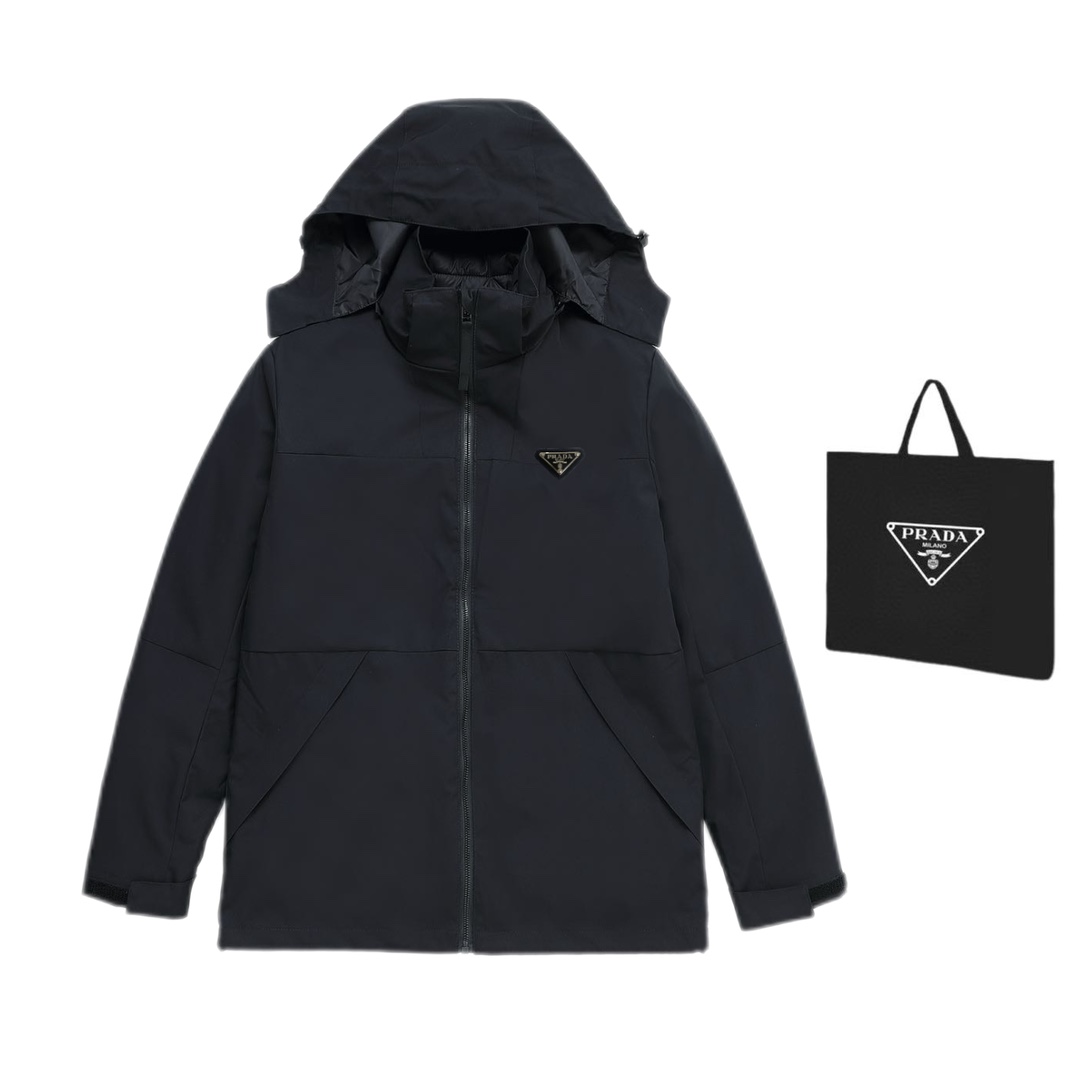 Prada-Inspired 3-in-1 Men's Down Jacket - GORE-TEX Fabric - Detachable Lining - 90% White Duck Down - Waterproof & Breathable