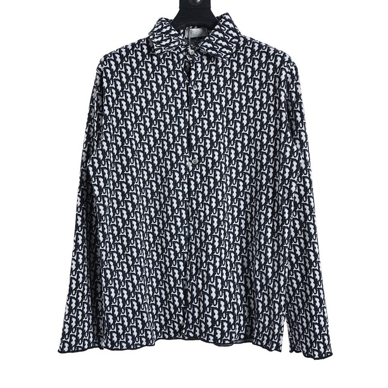  DIOR-Inspired Vintage All-Over Print Jacquard Shirt - Premium Quality 