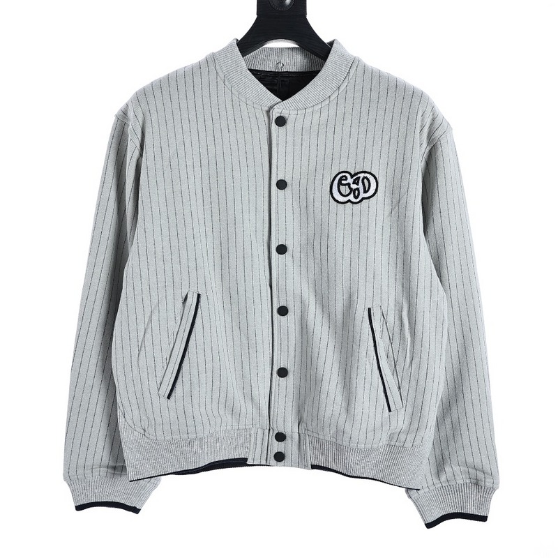 Dior Atelier Style Vertical Striped Embroidered Baseball Jacket - Premium Quality - #StripedBaseballJacket