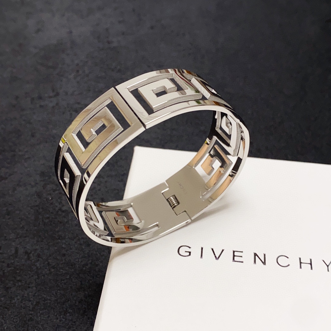 Elevate Your Look: Givenchy Silver Logo Bangle Bracelet