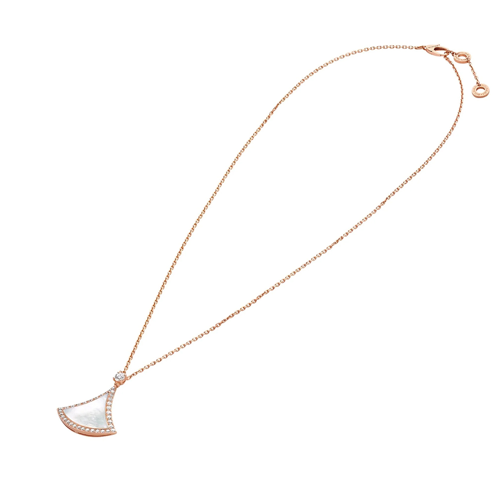 BvlgariInspiredNecklace - Rose Gold Fan Pendant, Timeless Elegance