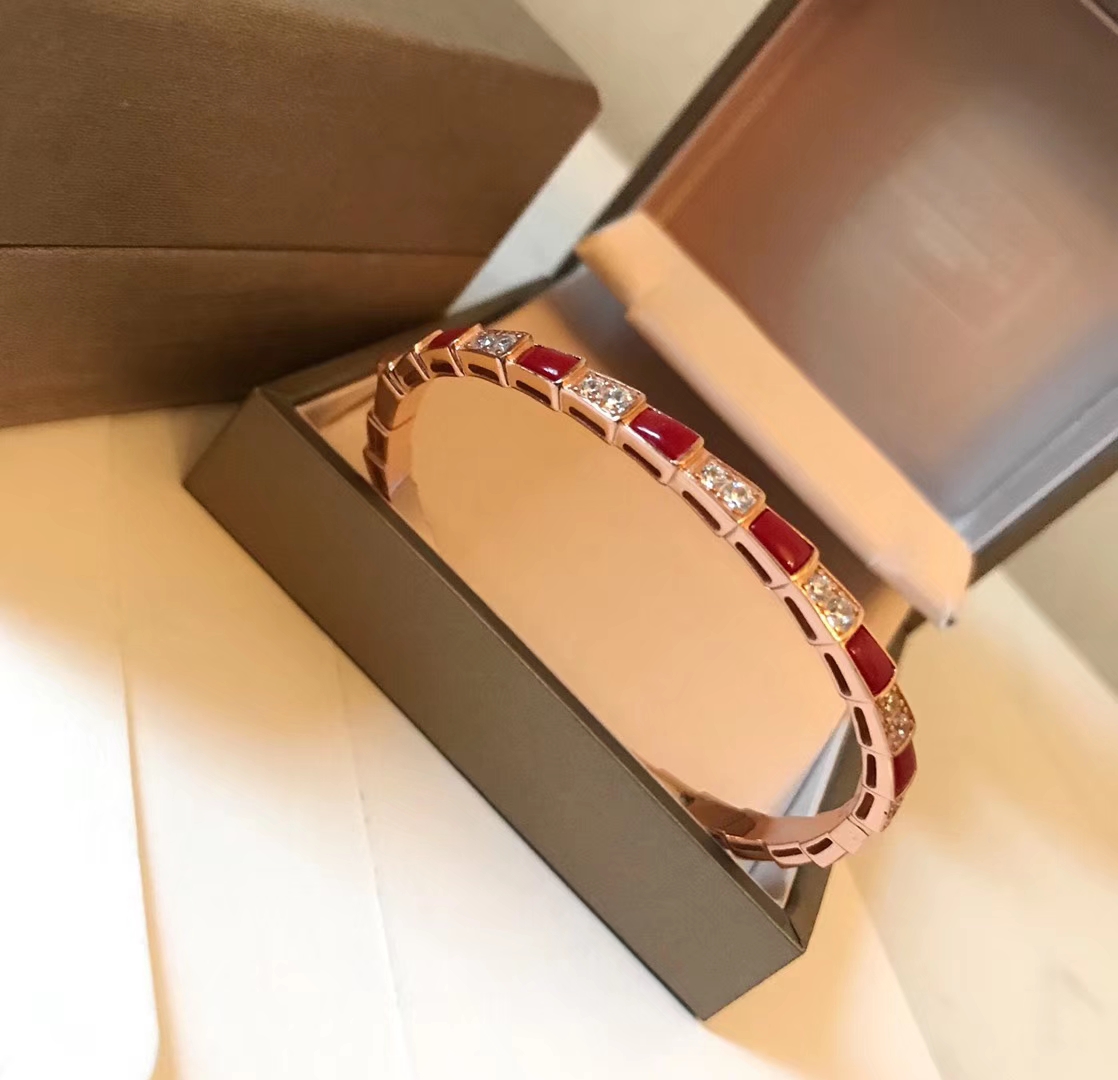 BvlgariInspiredBracelet - Rose Gold with Rubies, Luxury Elegance