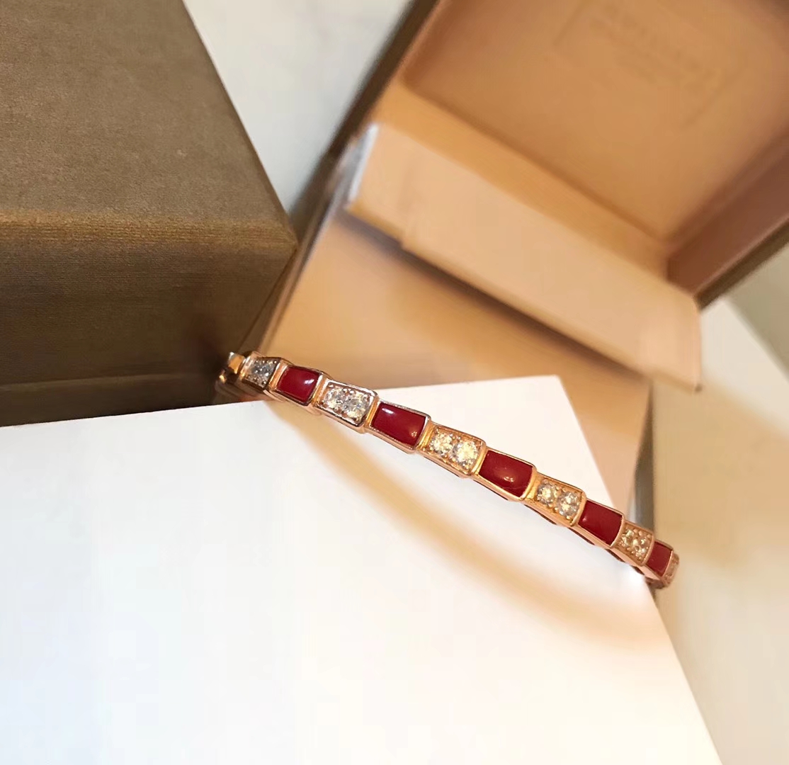 BvlgariInspiredBracelet - Rose Gold with Rubies, Luxury Elegance