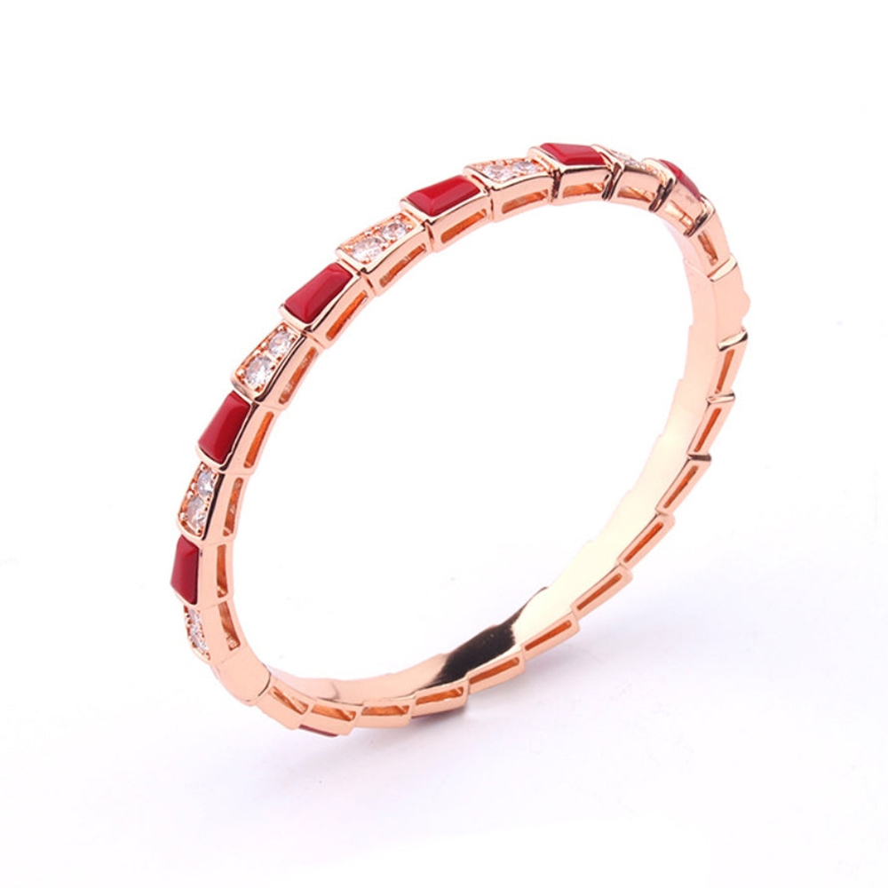 BvlgariInspiredBracelet - Rose Gold with Rubies, Luxury Elegance