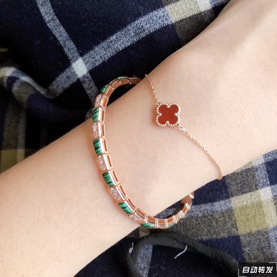 BvlgariInspiredBracelet - Rose Gold with Emeralds and Diamonds