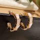 Bvlgari Gold Hoop Earrings with White Enamel and Diamonds