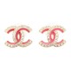 Chanel Inspired CC Earrings - Pink and Crystal Elegance