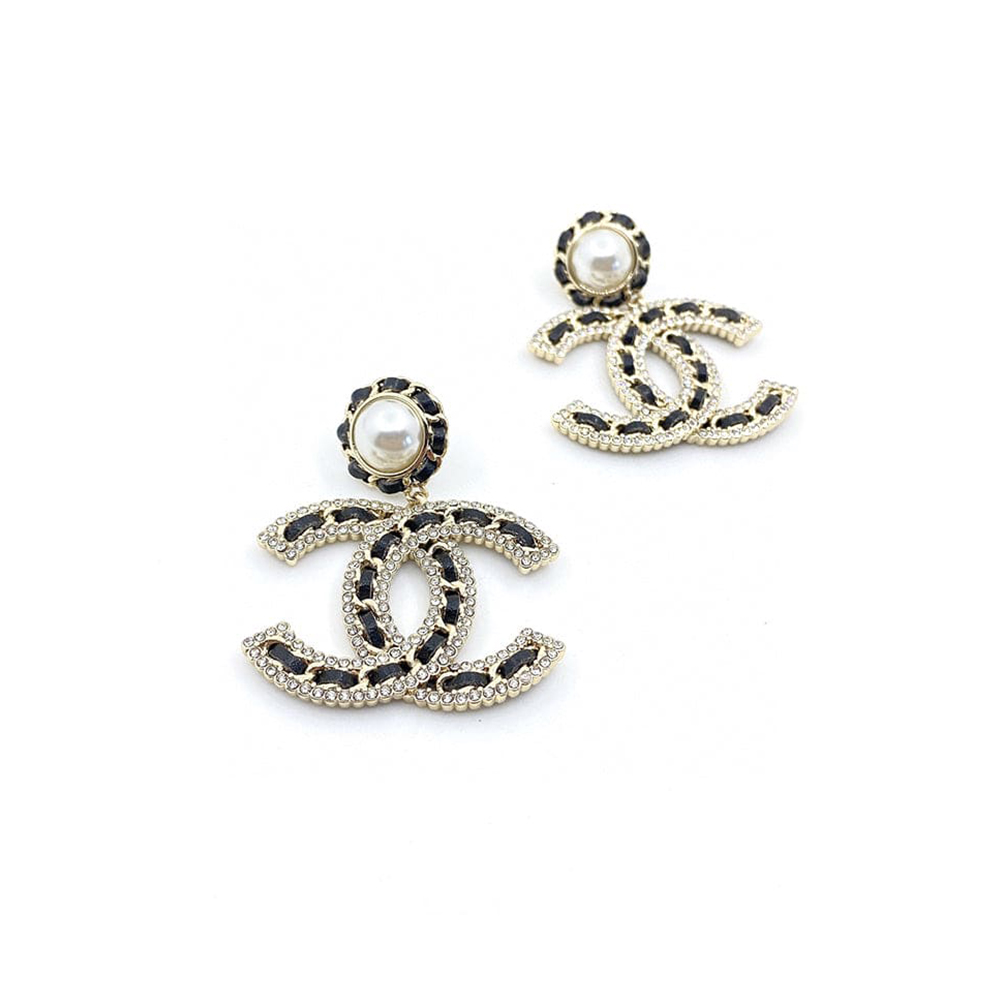 Chanel CC Logo Earrings - Pearl and Crystal Glamour