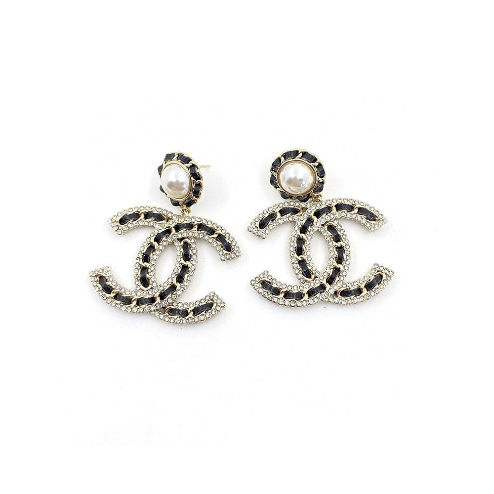 Chanel CC Logo Earrings - Pearl and Crystal Glamour