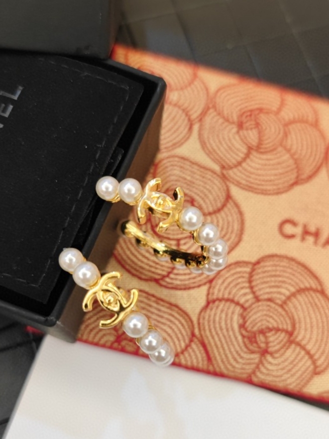 Chanel Pearl Hoop Earrings - Gold Tone Elegance