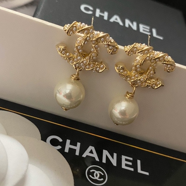 Chanel CC Earrings with Pearl Drops - Timeless Classic