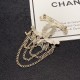 Elegant Chanel-Style Brooch - Pearl and Crystal Winged CC