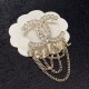 Elegant Chanel-Style Brooch - Pearl and Crystal Winged CC