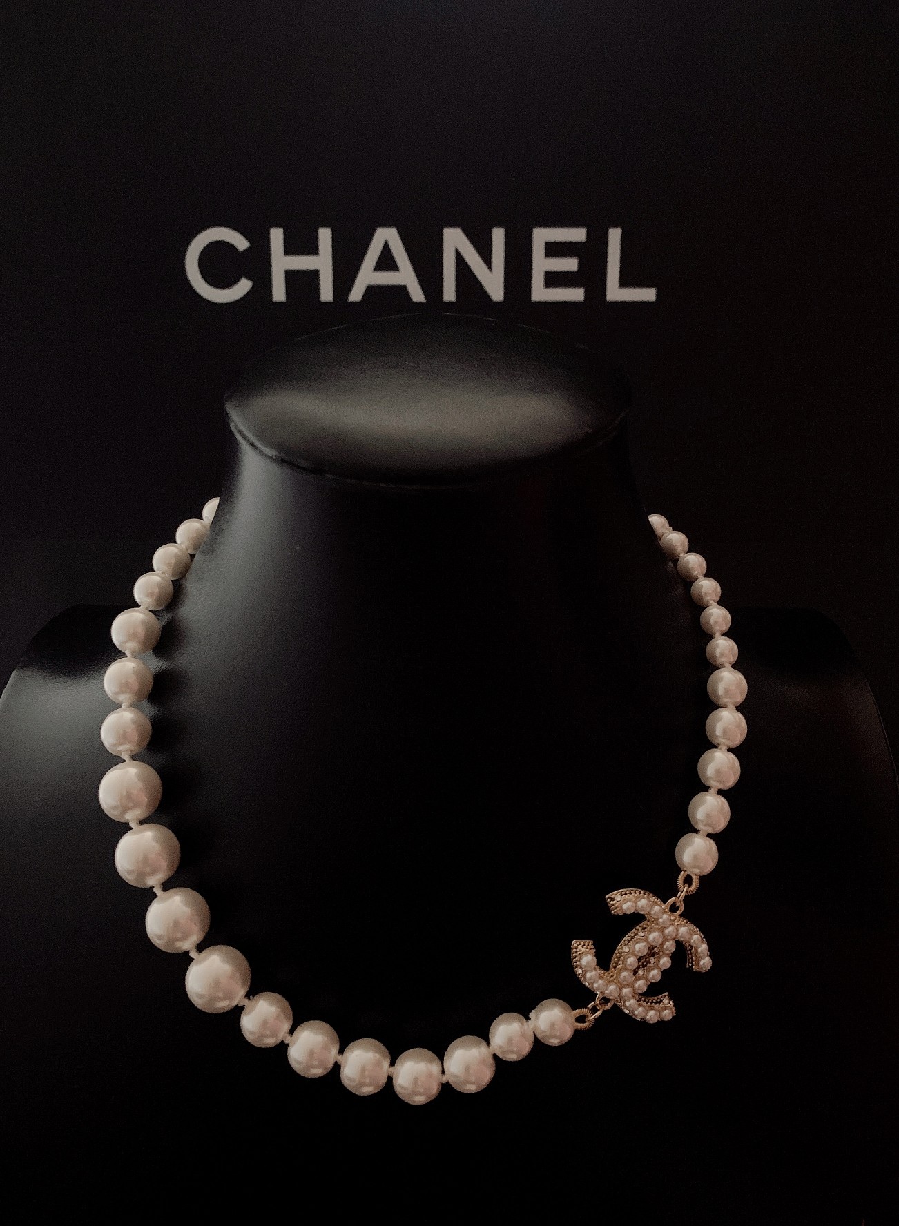 Chanel Pearl Necklace with CC Charm - Classic Elegance